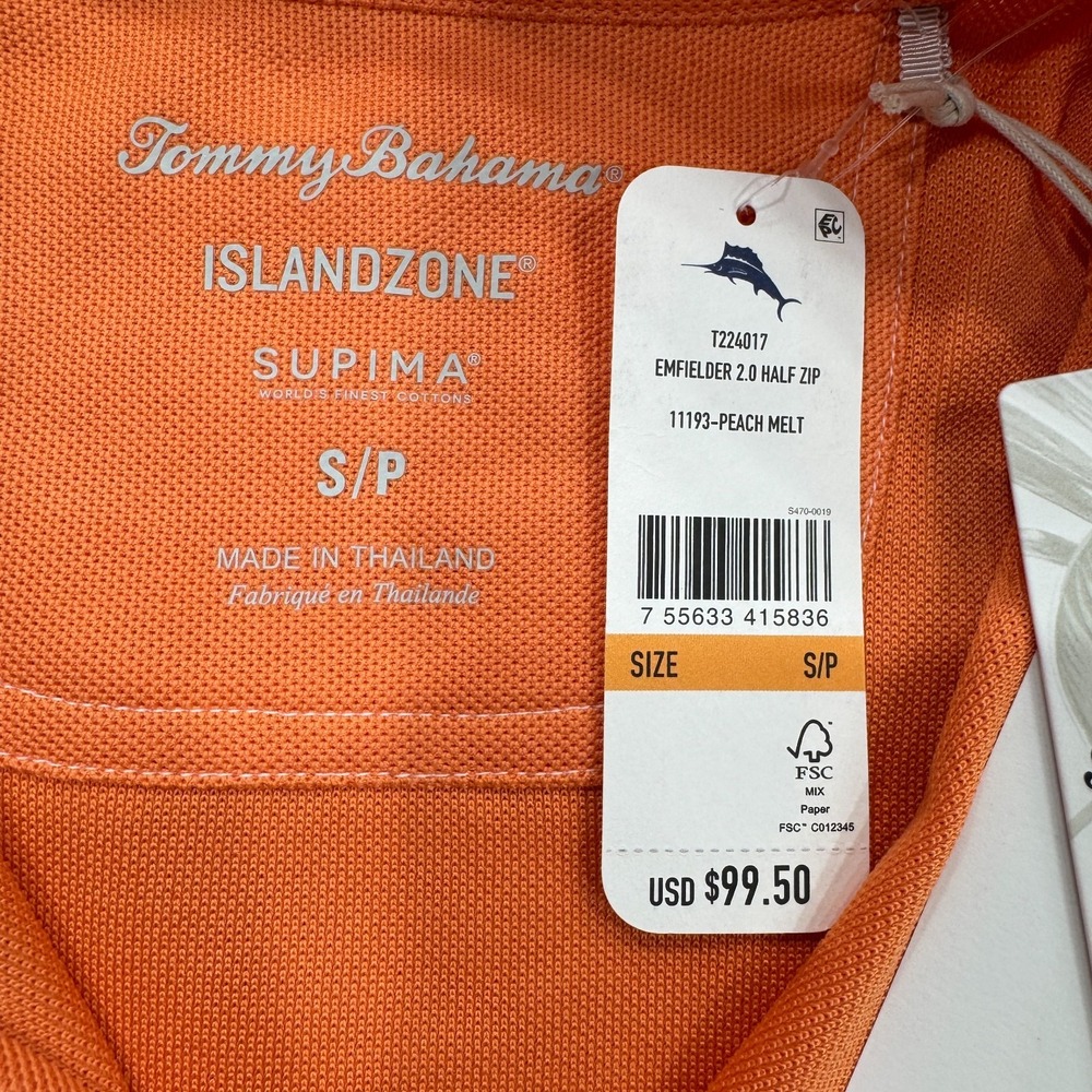 NWT Tommy Bahama Island Zone 1/2 Zip Emfielder 2.0 Sweater Small Supima Golf Men - Picture 5 of 12